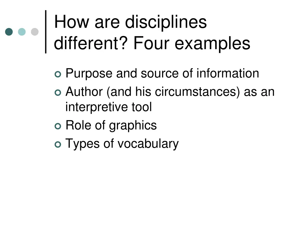 how are disciplines different four examples
