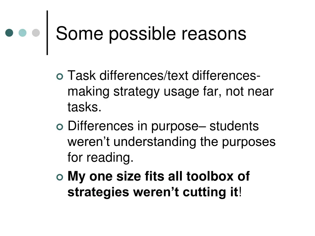 some possible reasons