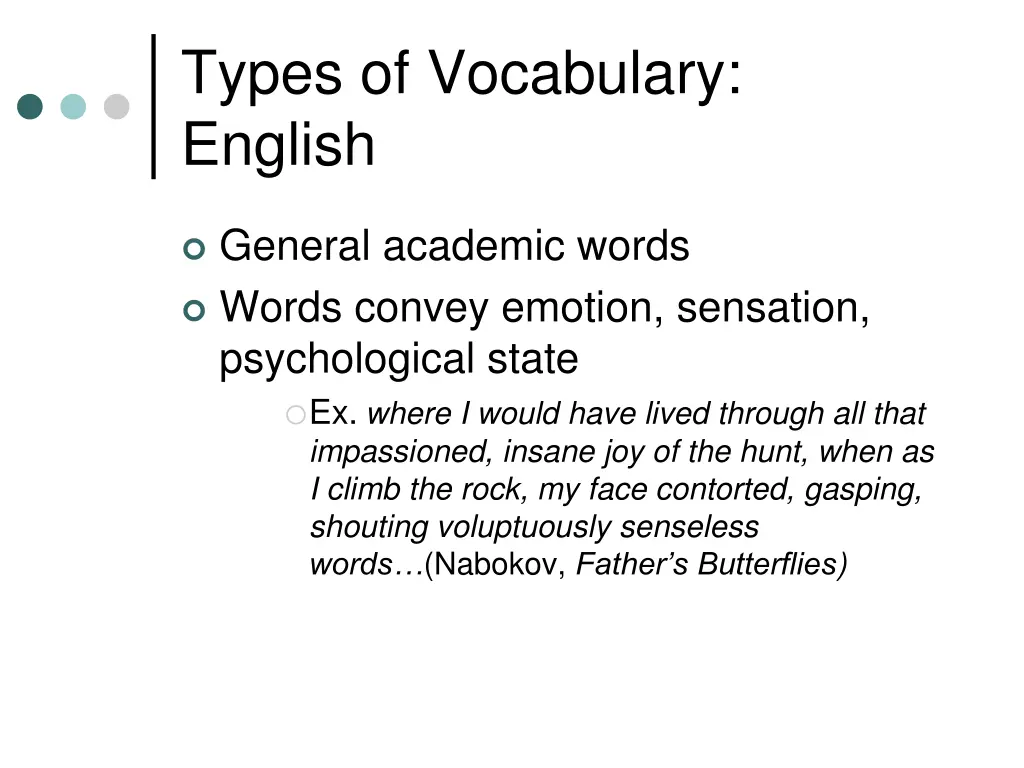 types of vocabulary english