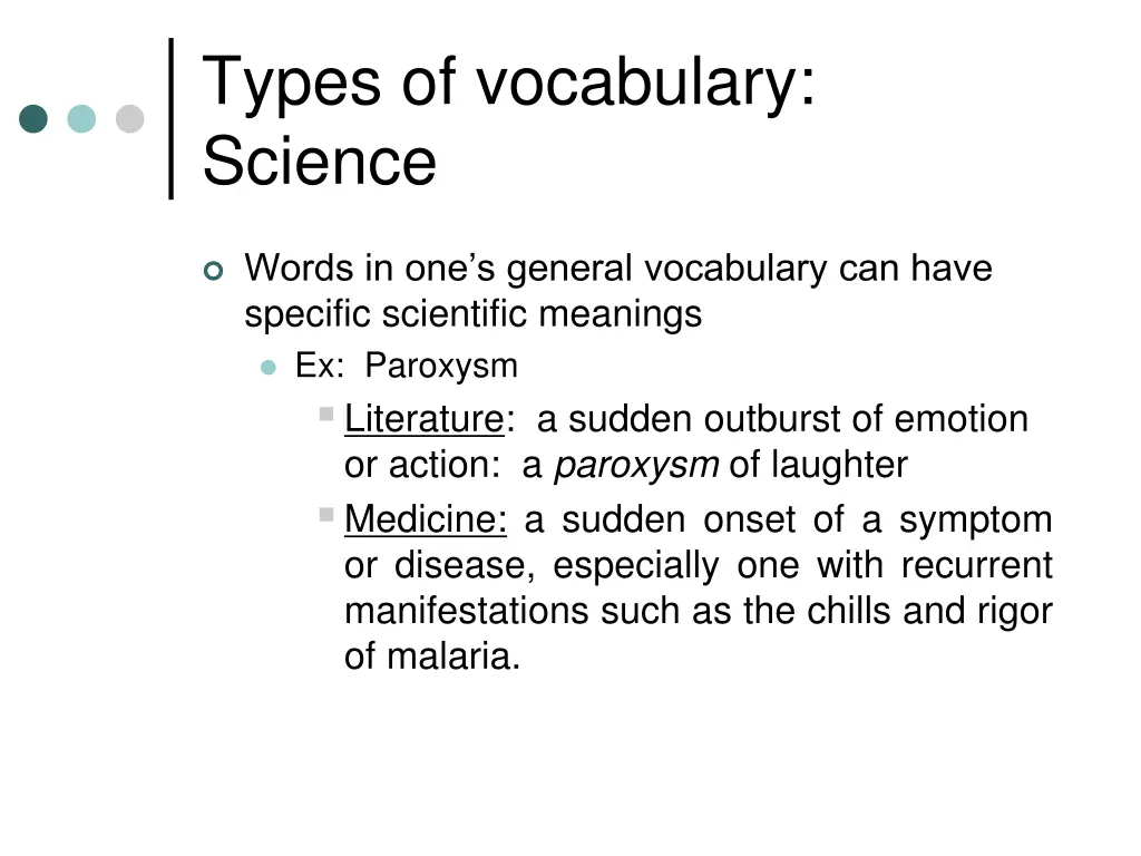 types of vocabulary science 2
