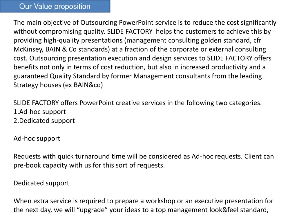our value proposition