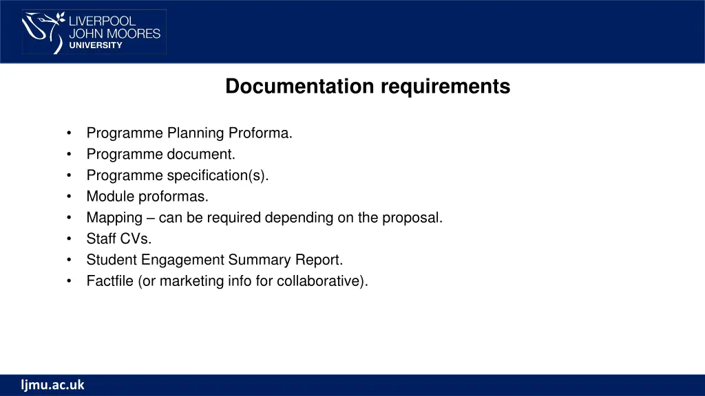 documentation requirements