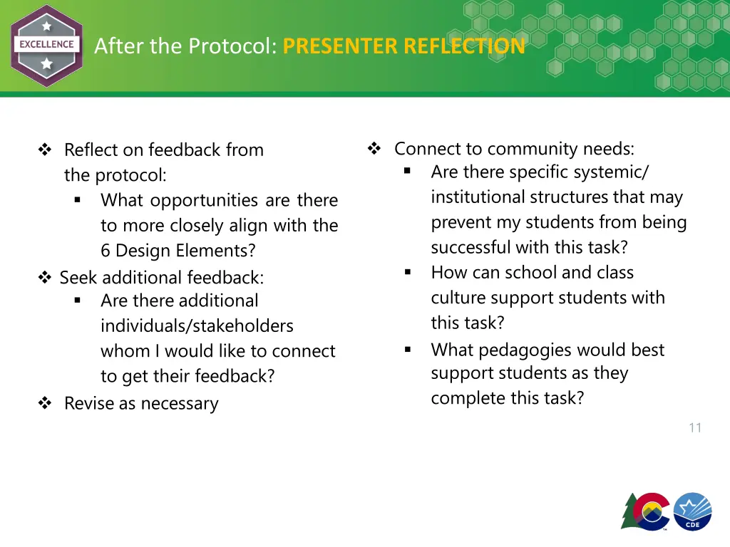 after the protocol presenter reflection