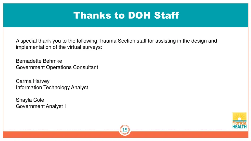 thanks to doh staff