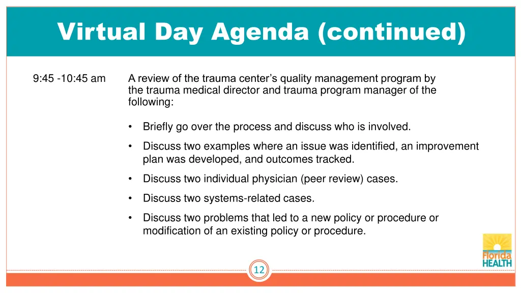 virtual day agenda continued