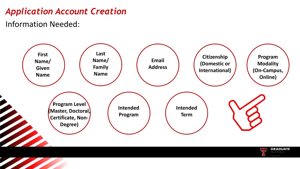 application account creation information needed