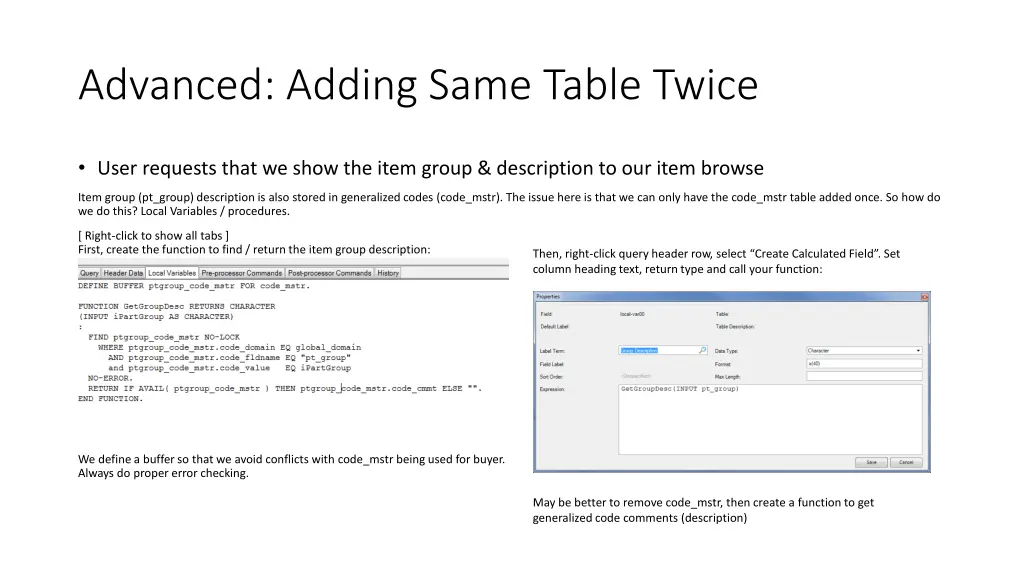 advanced adding same table twice