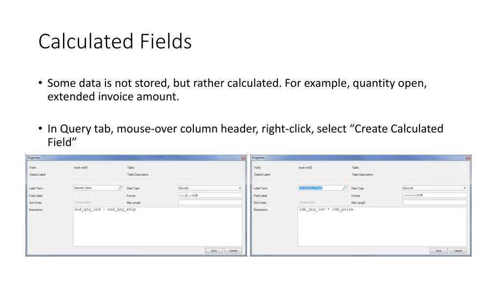 calculated fields