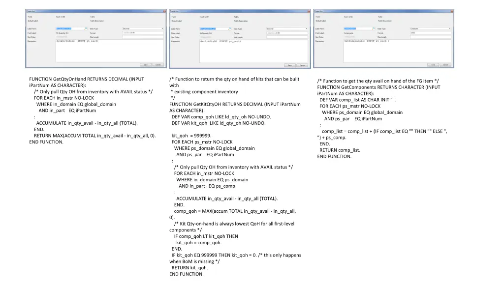 function getqtyonhand returns decimal input