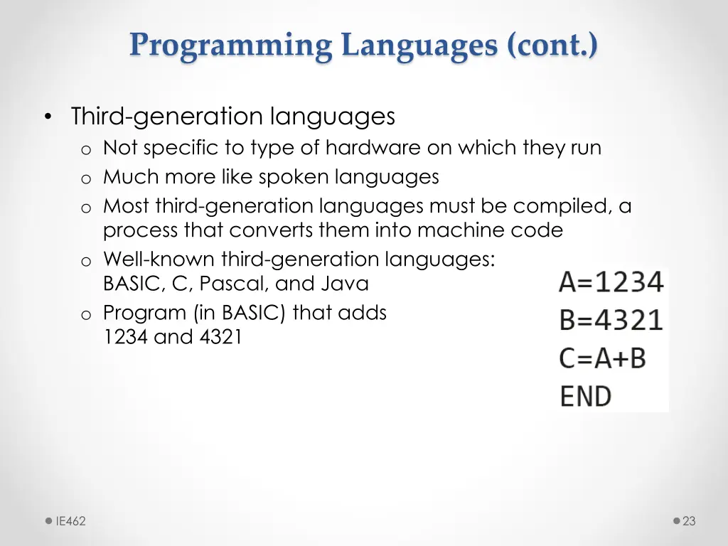 programming languages cont 2