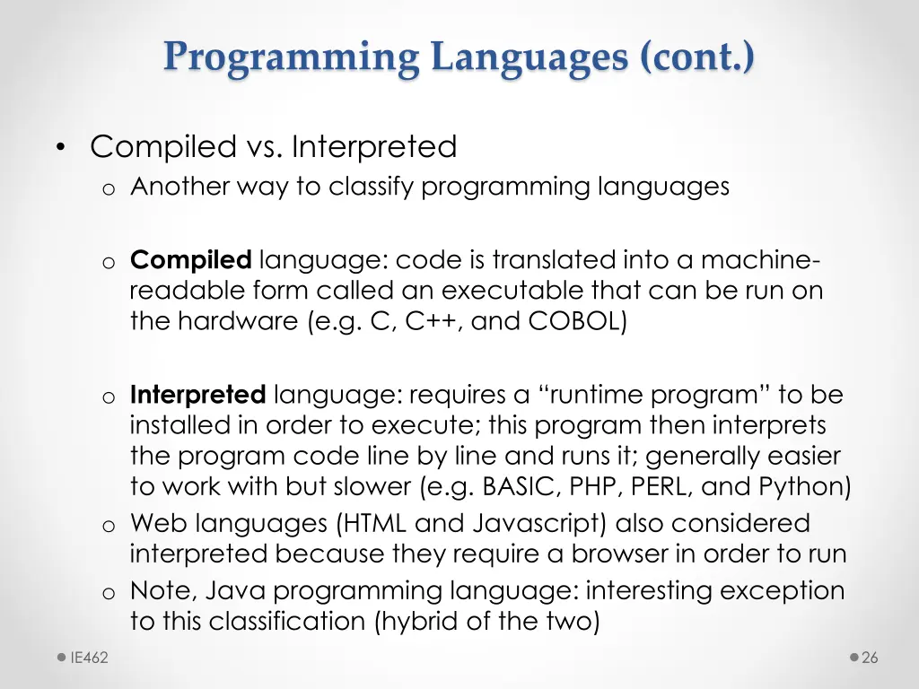 programming languages cont 5