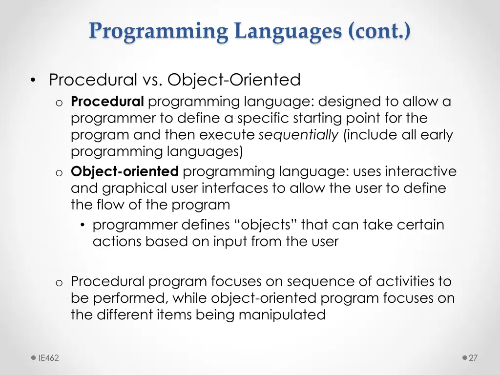 programming languages cont 6