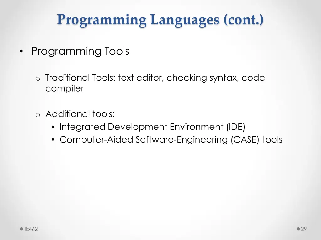 programming languages cont 8