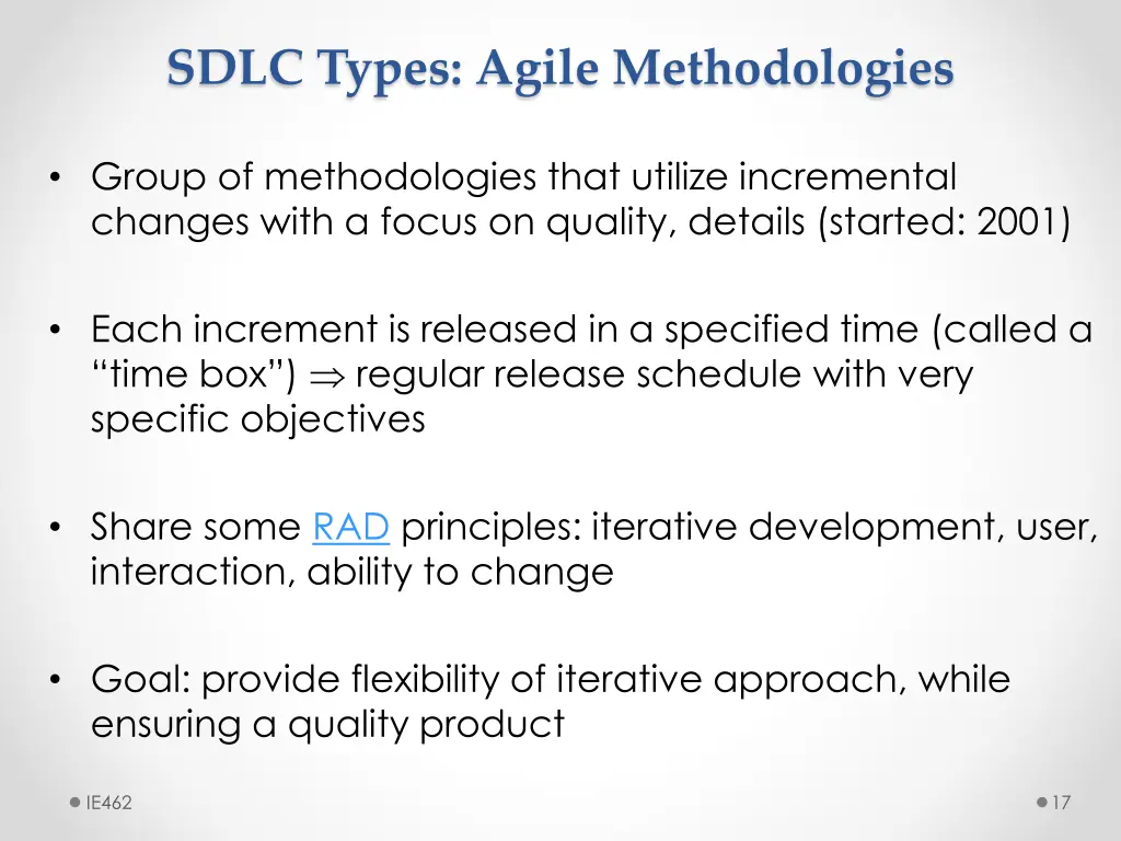 sdlc types agile methodologies