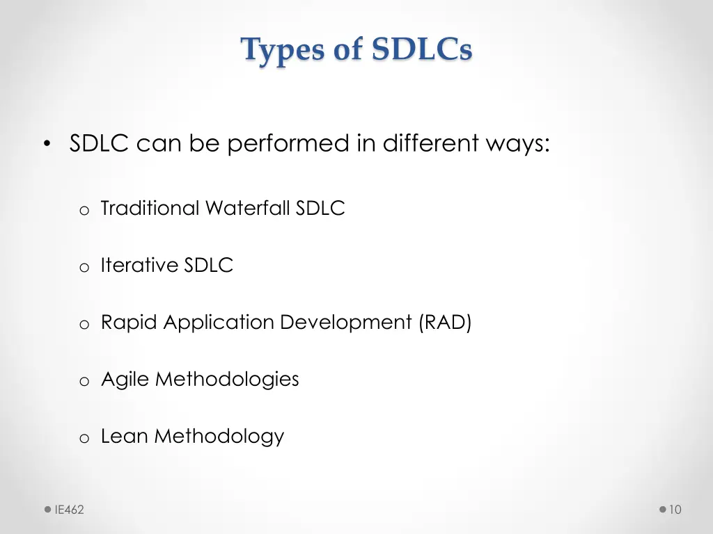 types of sdlcs