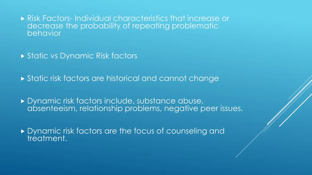 risk factors individual characteristics that