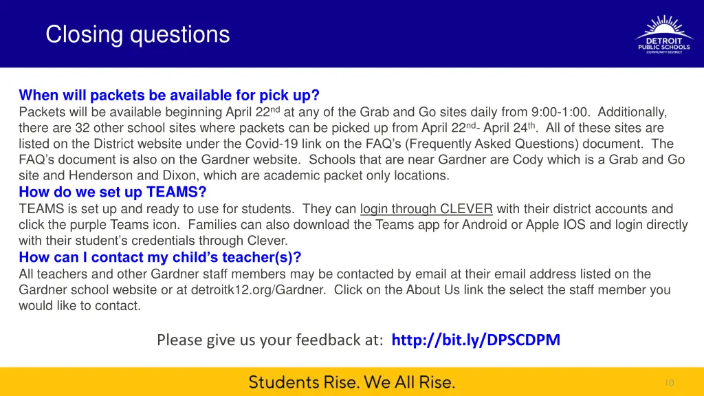 closing questions