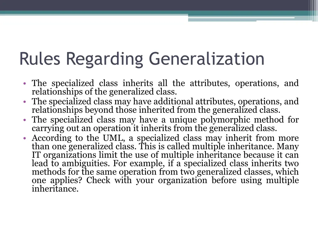 rules regarding generalization