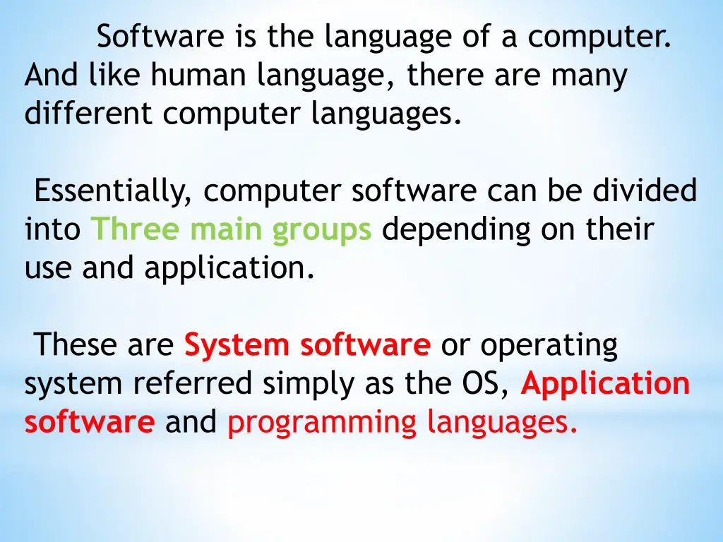 software is the language of a computer and like