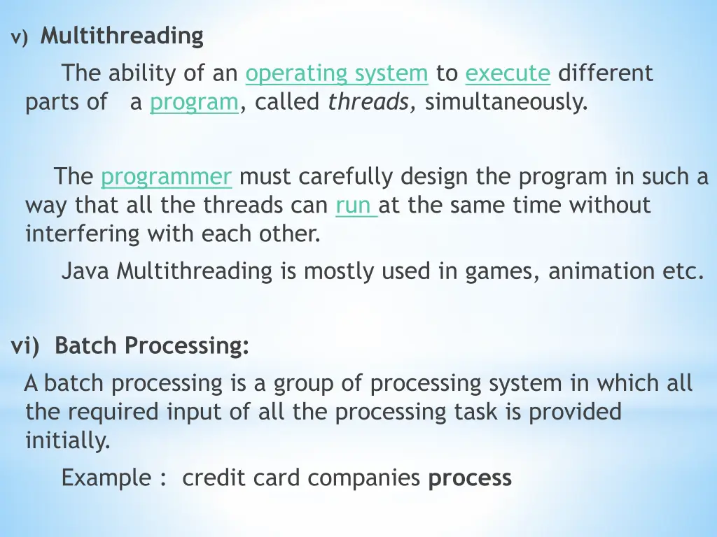 v multithreading the ability of an operating