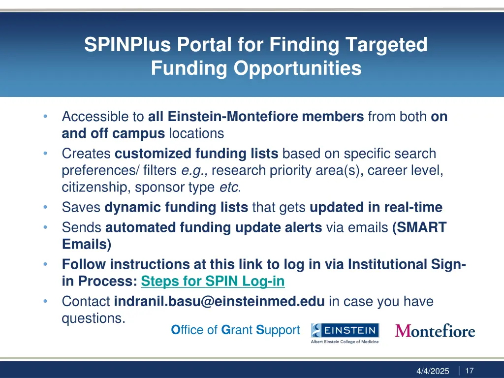 spinplus portal for finding targeted funding