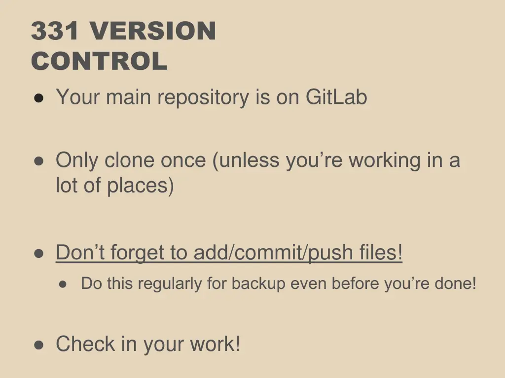 331 version control your main repository