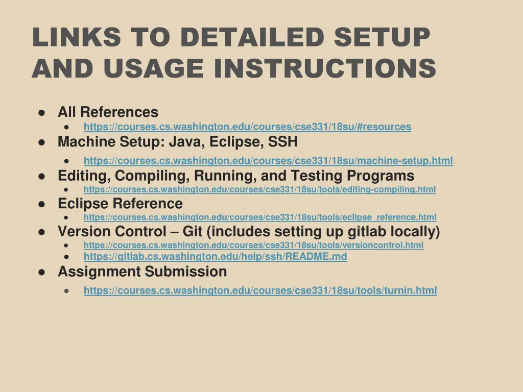 links to detailed setup and usage instructions
