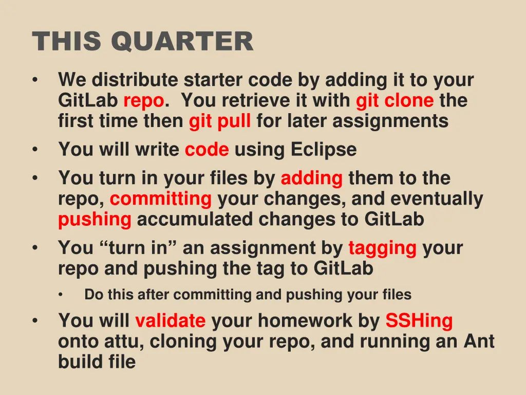 this quarter we distribute starter code by adding