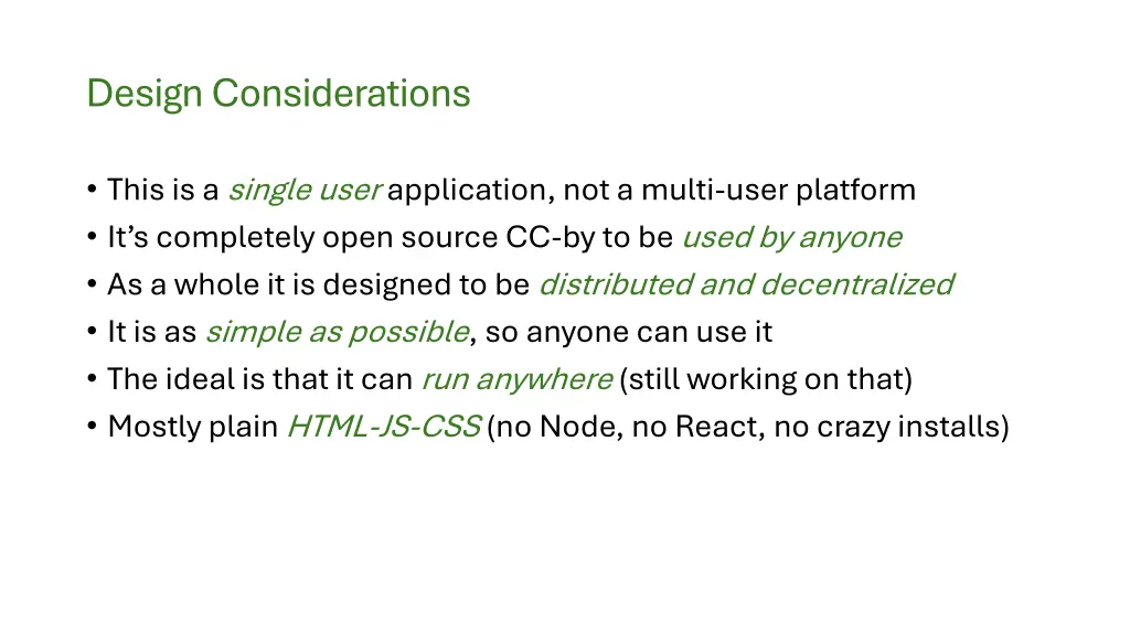 design considerations
