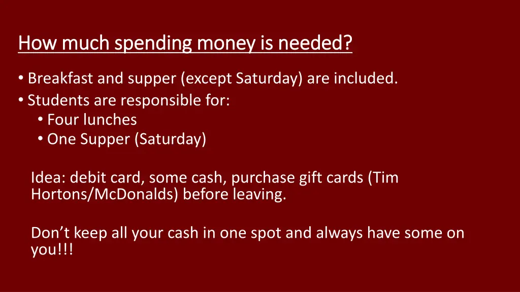 how much spending money is needed how much