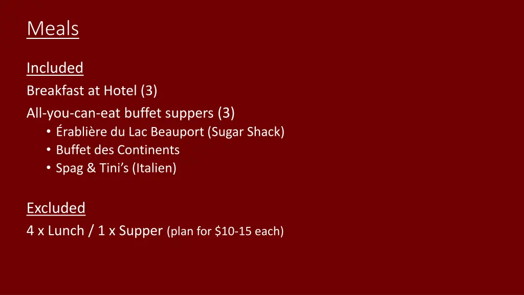 meals