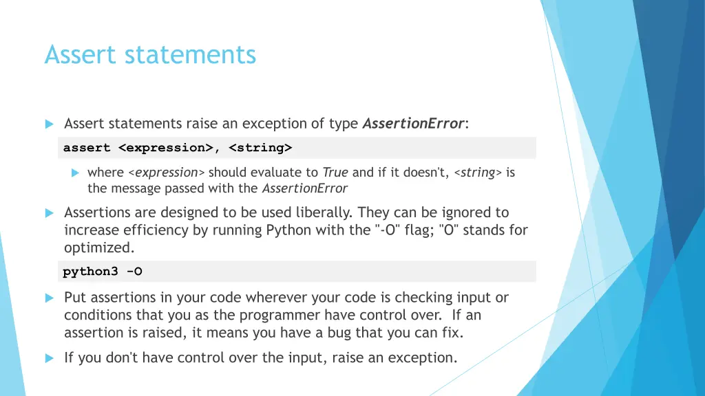 assert statements