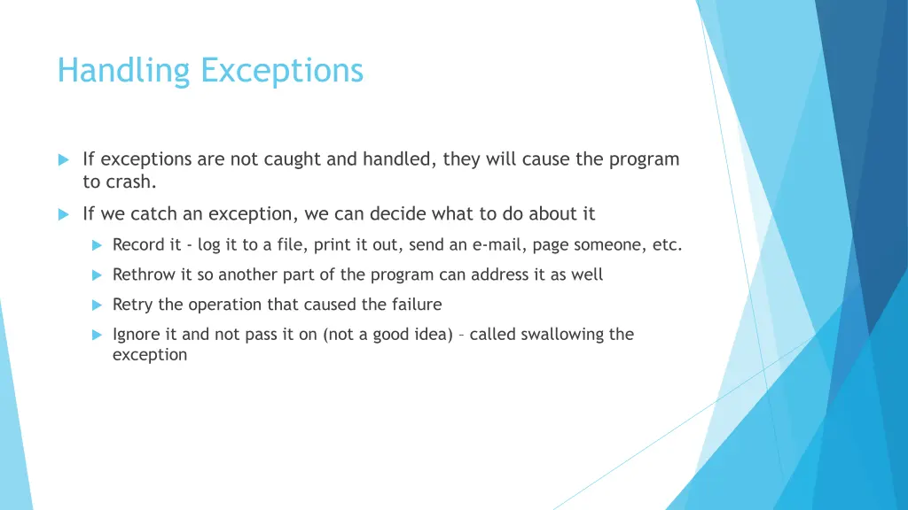 handling exceptions