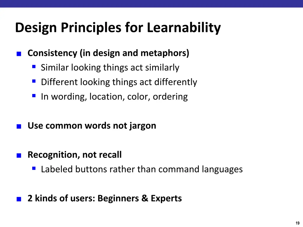design principles for learnability