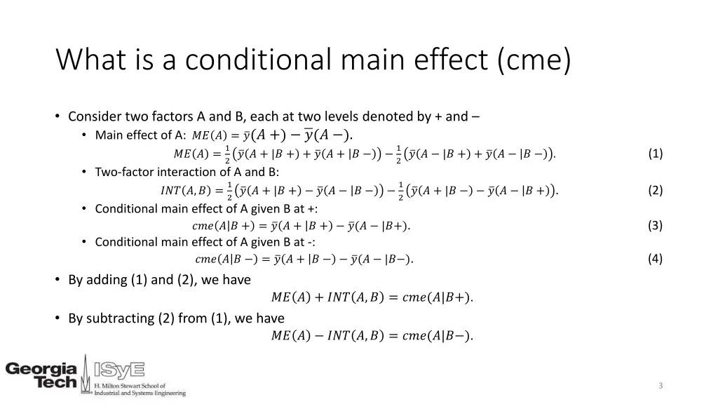 what is a conditional main effect cme