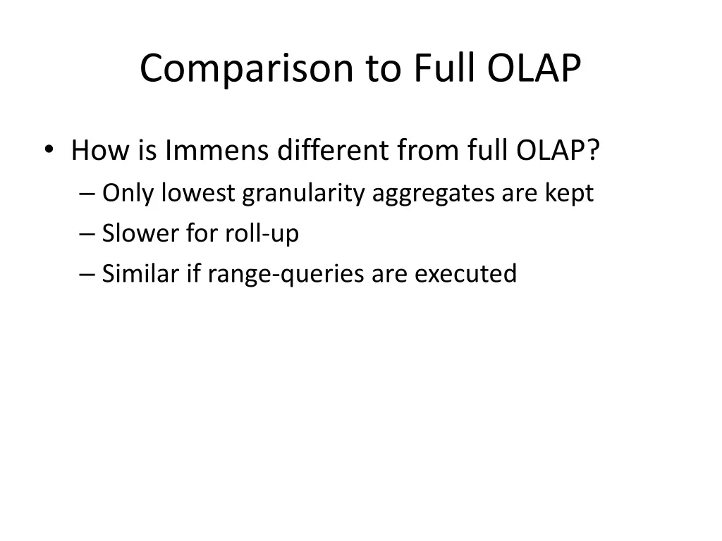 comparison to full olap 1