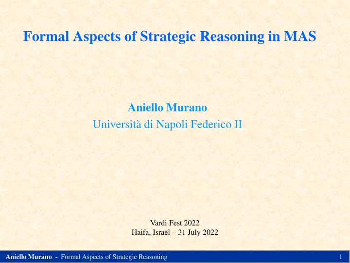 formal aspects of strategic reasoning in mas