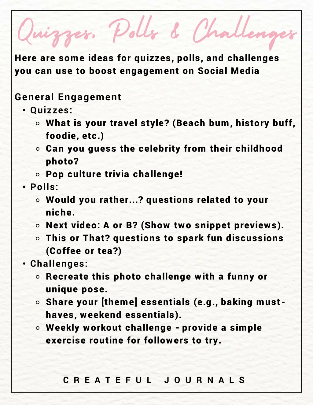 here are some ideas for quizzes polls