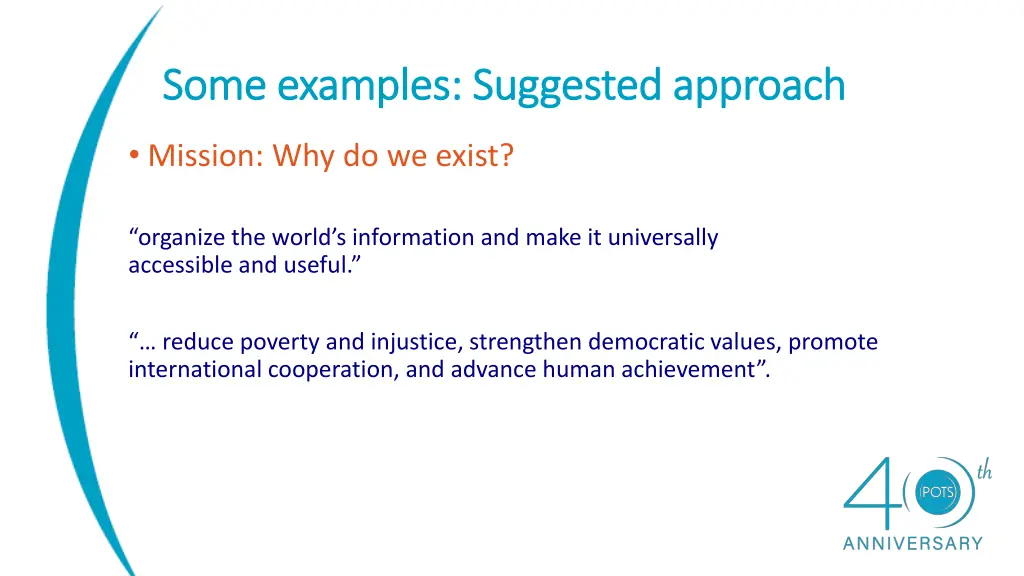 some examples suggested approach some examples 1