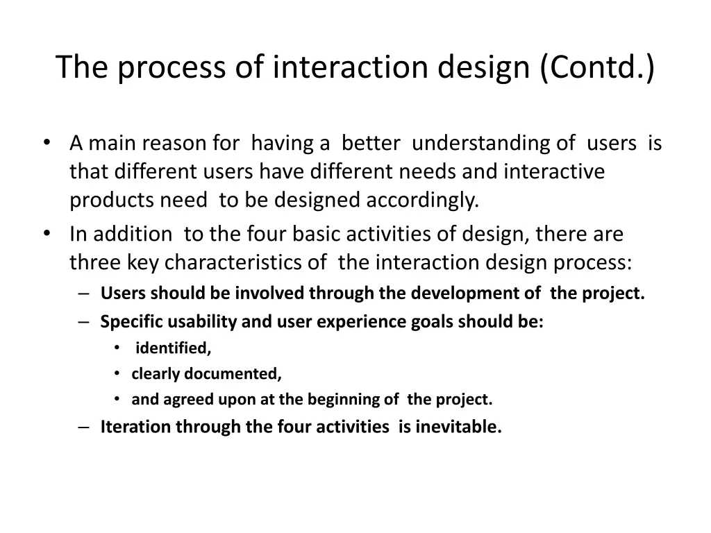 the process of interaction design contd 1