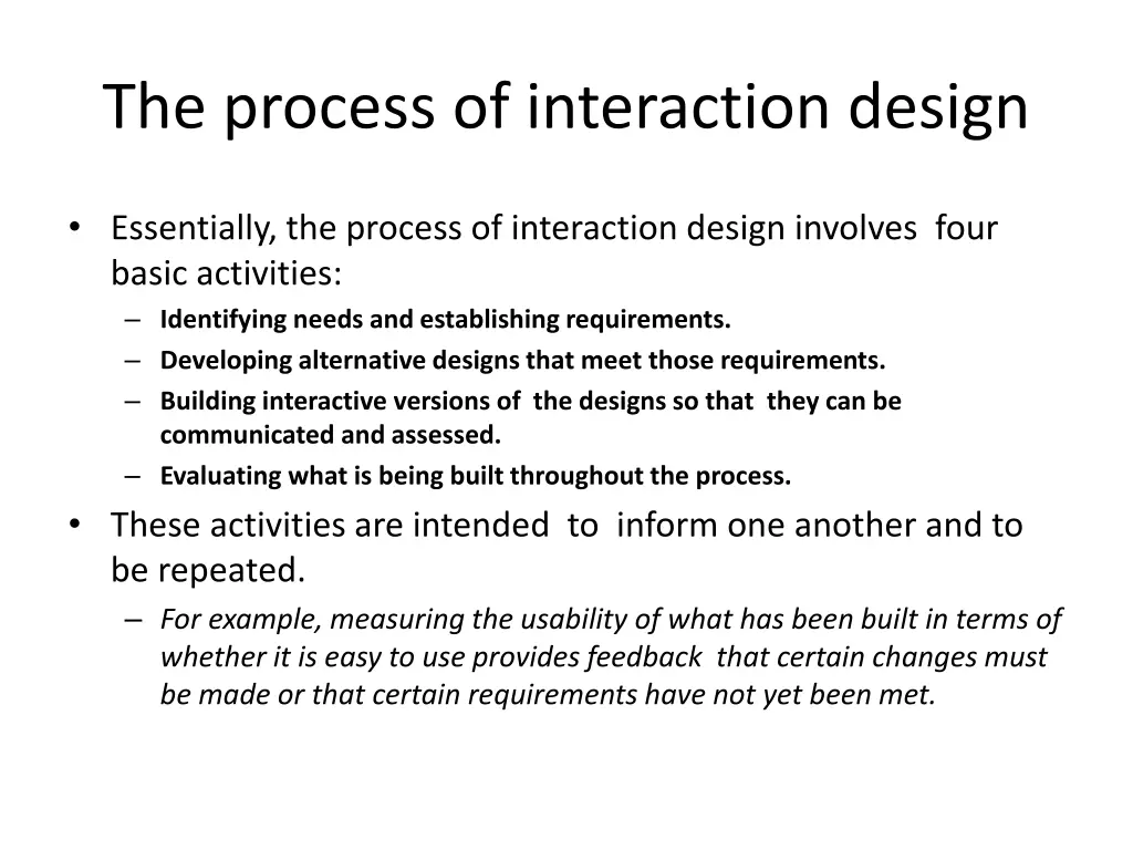 the process of interaction design