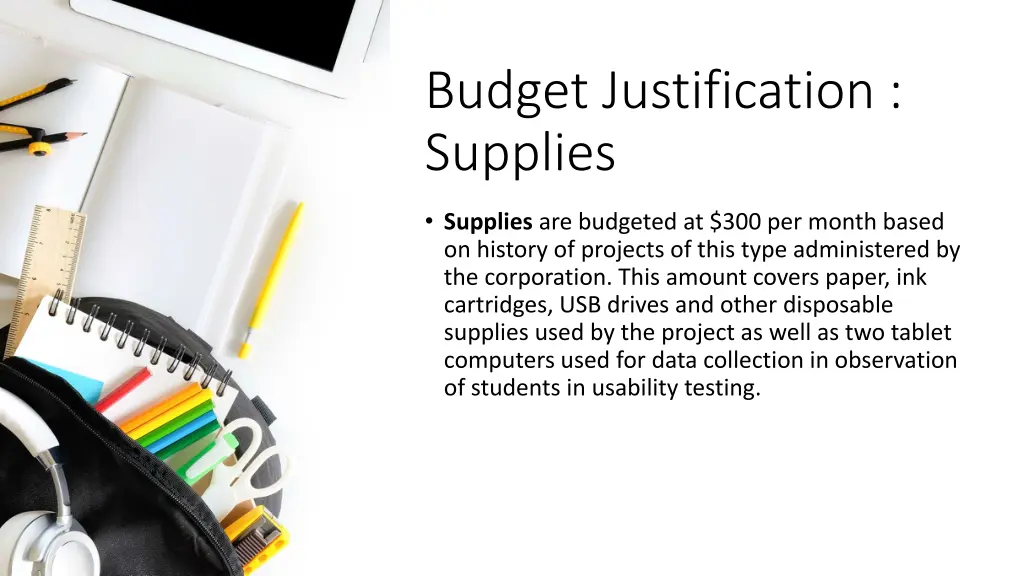 budget justification supplies