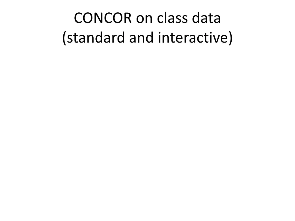 concor on class data standard and interactive