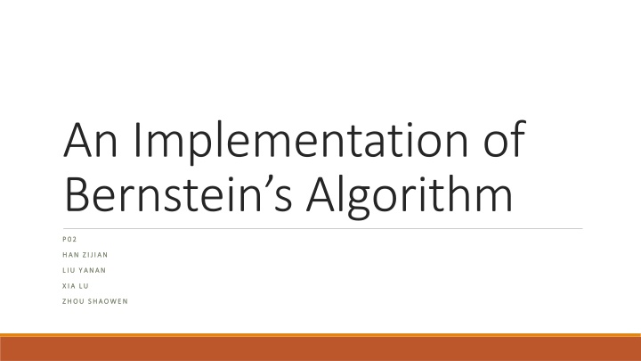an implementation of bernstein s algorithm