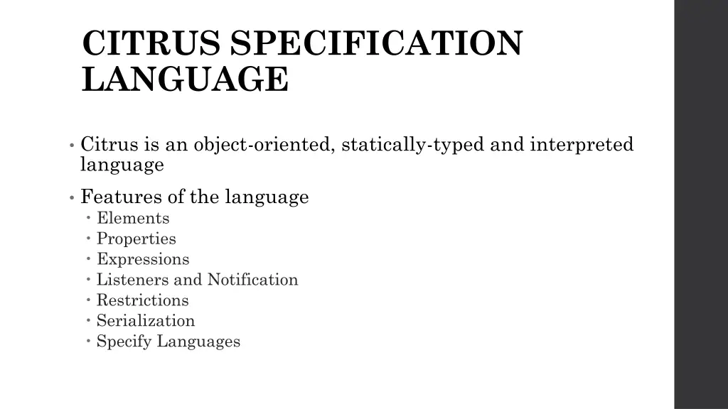 citrus specification language