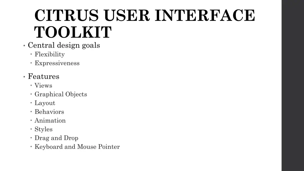 citrus user interface toolkit central design