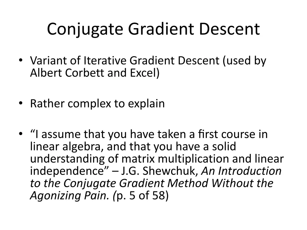 conjugate gradient descent
