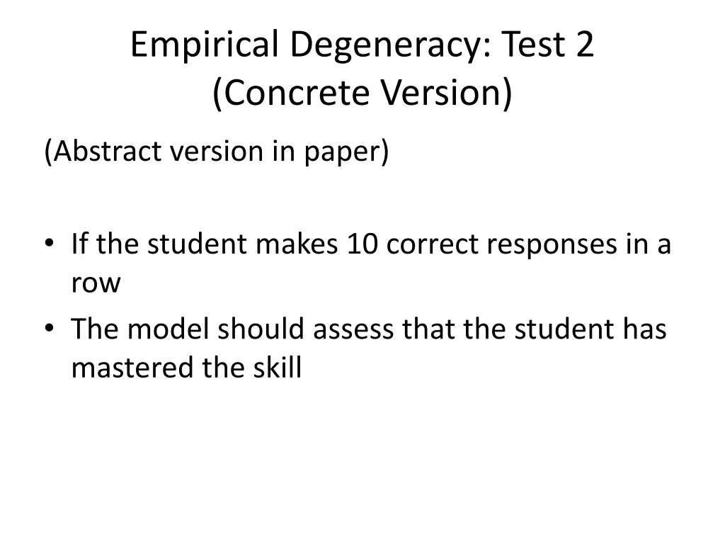 empirical degeneracy test 2 concrete version