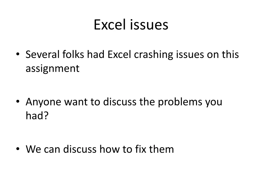 excel issues