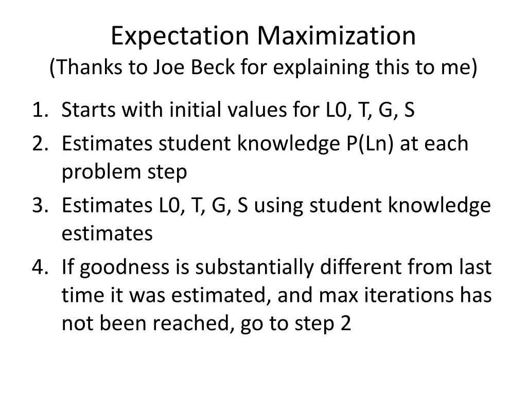 expectation maximization thanks to joe beck